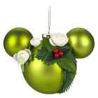 Disney Mickey Mouse Icon Glass Ball Ear Sketchbook Ornament Green Floral New