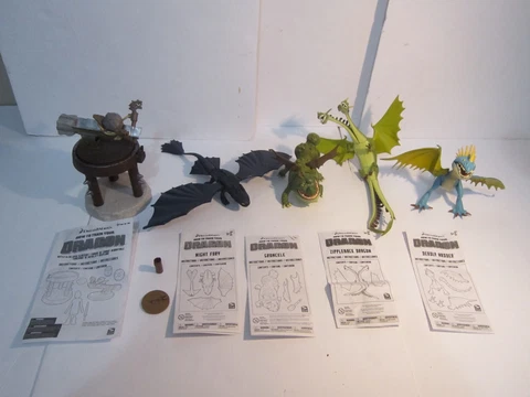 Lot of 5 How To Train Your DRAGON FIGURES, Deadly Nadder, Zippleback, Night Fury Cover