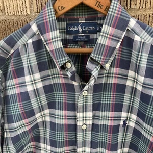 Ralph Lauren Mens Medium Tartan Plaid Long Sleeve Button Blake Pastel Highlights - Imagen 1 de 7