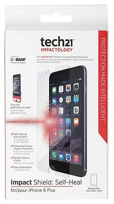iPhone 8 PLUS 7 PLUS 6 PLUS TECH21 Impact Shield Self Healing Screen Protector - Image 1 of 4