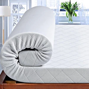 3" Cooling Memory Foam Mattress Topper King – Bamboo Cover, Oeko-TEX - Picture 1 of 7