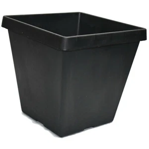 7.5" BLACK SERENE SQUARE PLASTIC PLANTERS - Set of 20 - pots flower container - Picture 1 of 6