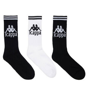 Black 3 PACK KAPPA Logo Sports Socks Pairs Mens Womens Ladies Unisex 