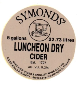 England - Vintage Sticker Label - Symonds, Stoke Lacy - Luncheon Dry Cider - Picture 1 of 1