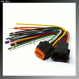 Deutsch DT 8-Pin Black Pigtail Kit, 14AWG Pure Copper GPT Wire, Made in USA - Picture 1 of 5