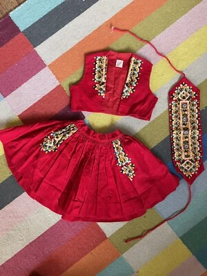 Conjunto Vintage Ruth Of Carolina Tres Piezas Falda Chaleco Cinturón 3T 4T Rojo Foto 1 de 4