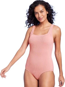 Kona Sol Bademode Damen strukturiert volle Abdeckung Einteiler quadratischer Ausschnitt koralle XL - Bild 1 von 12