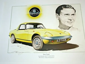 PRINT JIM CLARK PORTRAIT LOTUS ELAN SERIES 3 S3 SPECIAL EQUIPMENT 36/6778 1967 - Picture 1 of 2