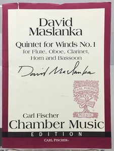 David Maslanka Quintet Winds No 1 Sheet Music Flute Oboe Clarinet Horn Bassoon - Picture 1 of 8