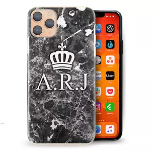 Cover rigida personalizzata iniziale; monogramma corona stampa marmo nero - Foto 1 di 7