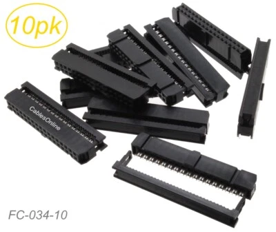 10-Pack 34-Pin (2x17) Female IDC 2.54mm Pitch Connectors for Flat Ribbon Cable - Image 1 of 4