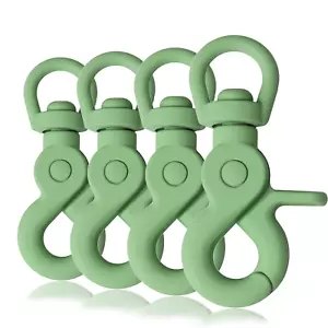 Scheren-Karabiner Haken mit Silikon-Beschichtung für Hunde-Leine 4er Set, Grün - Bild 1 von 2