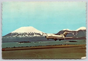 Postcard Jet Plane Landing at Airport near Mt Edgecumbe Mt Fujiyama Sitka Alaska - Picture 1 of 2