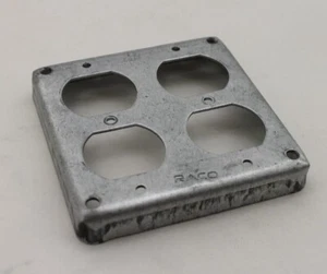 New Raco 4" Square 2 Duplex Receptacle Cover (Lot of 4) - Picture 1 of 6