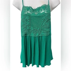 Y2K Crochet Lace Cami Tank Top Green Fairy Babydoll Boho Festival Airy Women XS - Picture 1 of 7