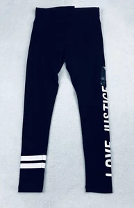 Justice Girl’s Black and White "LOVE JUSTICE" Full Length Leggings Size 7 NWT - Picture 1 of 5