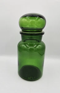 VTG 9" Bubble Top Emerald Green Apothecary Jar Belgium Domed Round Lid Canister - Picture 1 of 8