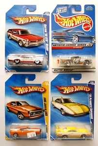 HOT WHEELS 57 CHEVY 66 GTO WAGON 70 SUPER BIRD & JAVELIN AMX LOT OF 4 1/64 - Picture 1 of 2