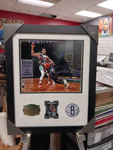 Brooklyn Nets Kevin Durant 11x14 photo game used Jersey patch 16x20 framed Cover
