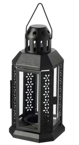 2 X ENRUM Lantern for tealight, in/outdoor, black, - Picture 1 of 1