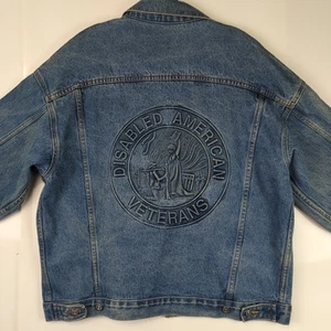 Vintage Tyca Disabled American Veterans Denim Trucker Jacket Blue Jean Made USA - Bild 1 von 9