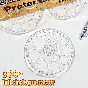 5Pcs 360 Degree Protractor Ruler Drawing Circle Template Measuring Stencils _tm - Photo 1/9