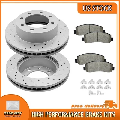 Rotores de freno delanteros 4x4 perforados pastillas de cerámica para Ford F-250/F-350/F-450 Super Duty Foto 1 de 4