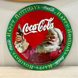 1999 Coca Cola Tin Metal Happy Holidays Santa Christmas Soda Fountain Sign Retro - Picture 1 of 12