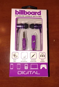 Wire Ear Buds with Microphone, Purple Titanium by Billboard New in Box - Picture 1 of 14