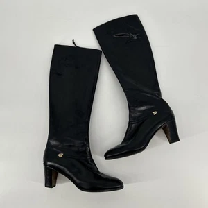Vintage 90er Salvatore Ferragamo kniehohe Damenstiefel 8,5 AA schwarz hergestellt in Italien - Bild 1 von 17