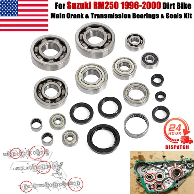 Kit de rolamentos e vedações de transmissão e manivela de extremidade inferior para Suzuki RM250 1996-2000 - Imagem 1 de 4