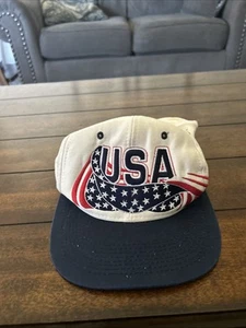 Gorra de béisbol retro blanca vintage años 90 Logo7 bandera de Estados Unidos 1996 Juegos Olímpicos Atlanta - Imagen 1 de 9
