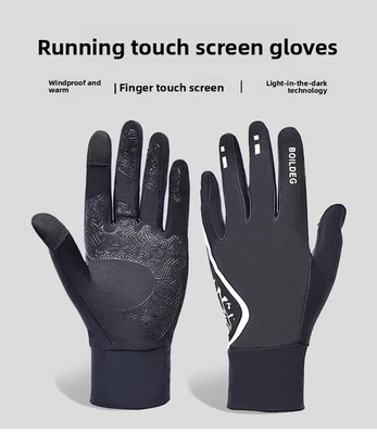 Night-glow Running Gloves Touchscreen Thin Fleece-lined Night Cycling Sports - image 1 of 4