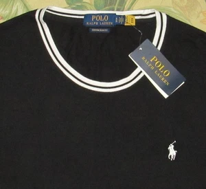 Polo Ralph Lauren schwarzes kurzärmliges T-Shirt Custom Slim Fit XL neu mit Etikett - Bild 1 von 3