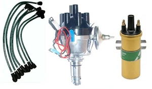 Jaguar 6cyl Electronic POSITIVE EARTH Distributor & Coil & Silicone HT leads - Picture 1 of 2