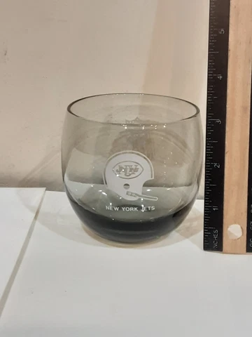 VINTAGE NEW YORK JETS NFL SMOKED GLASS TUMBLER Cover