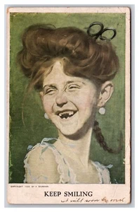 A. Baumann Red Haired Country Girl Keep Smiling DB Postcard Y16 - Picture 1 of 2