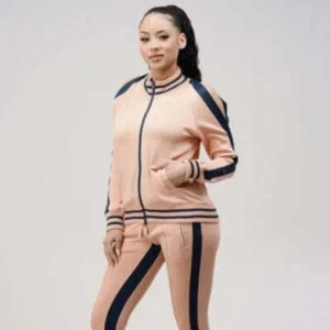 Rose Pink & Blue X-Large 2 Piece Zip Up Outfits Women Sportswear Tracksuit Set - Picture 1 of 3