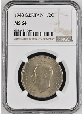 GREAT BRITAIN Half Crown 1948, NGC MS 64 Gem UNC / BU, Lustrous Quality.  B3 - Image 1 of 2