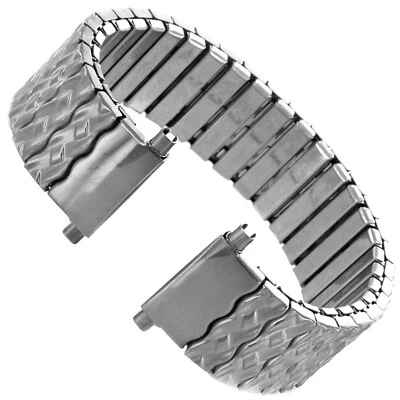 16-20mm Hirsch Stainless Steel Shiny Wavy Link  Men's Expansion Watch Band Long - Image 1 of 4