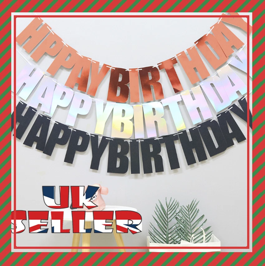 Bandera de Feliz Cumpleaños - Cartas Colgantes Pastel Fiesta Decoración Guirnalda Foto 1 de 1