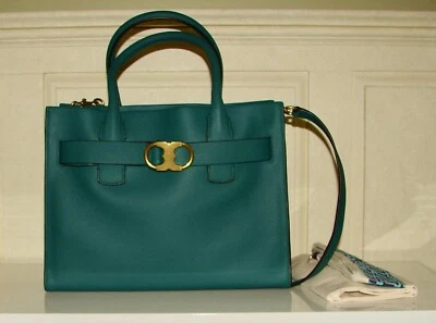 NWT Tory Burch malachite green Gemini link leather tote/crossbody handbag $598 - Image 1 of 4