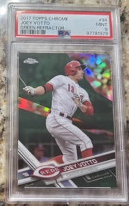 2017 Topps Chrome Joey Votto Green Refractor SP /99 PSA 9 Pop 2 /1^ Reds - Picture 1 of 5