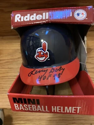 LARRY DOBY CLEVELAND INDIANS HOF 1998 SiGNED AUTO MINI HELMET W /JSA INSCR. - Image 1 of 3