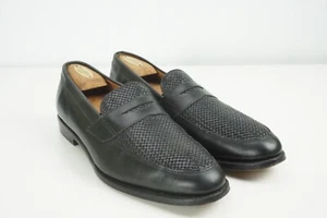 Mocasines informales Allen Edmonds Lake Bluff negros tejidos vamp para hombre sin cordones talla 10D - Imagen 1 de 9