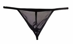 Tanga de Cuerda G para Hombre CORTE BIEN DOTADO Fresca Red de Pescado Negra Hecha EE. UU. 1 día envío - Imagen 1 de 3