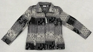 Susan Graver Womens Jacquard Tapestry Full Tassel Zip Gray Pockets Size 12 - Picture 1 of 19