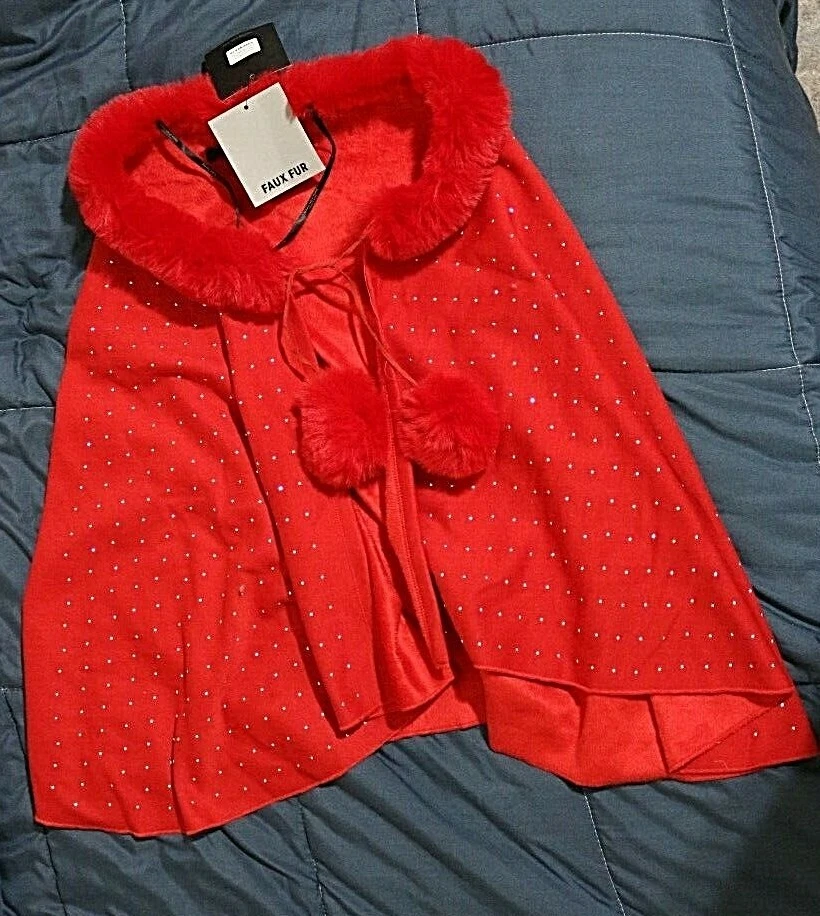 Marc New York Capa Roja Cuello Imitación Piel Cristales RTL $69 Talla 10,12,14,16,18 Foto 1 de 1