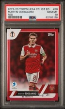 2022-23 Topps 1st Edition UEFA CC Martin Odegaard Red Foil #3/5 PSA 10 GEM MT