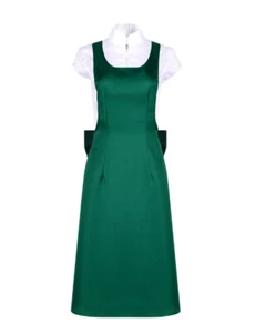 Womens Maid Dress with green apron & bowknot pin Waitress Dress for Party - Picture 1 of 5
